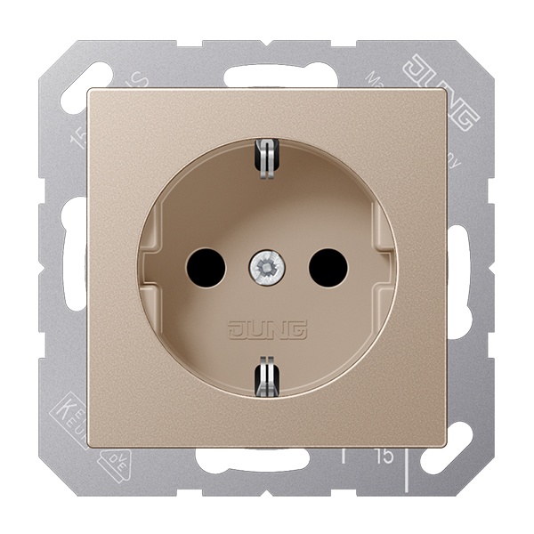 Розетка с заземлением Jung A автозажим Шампань