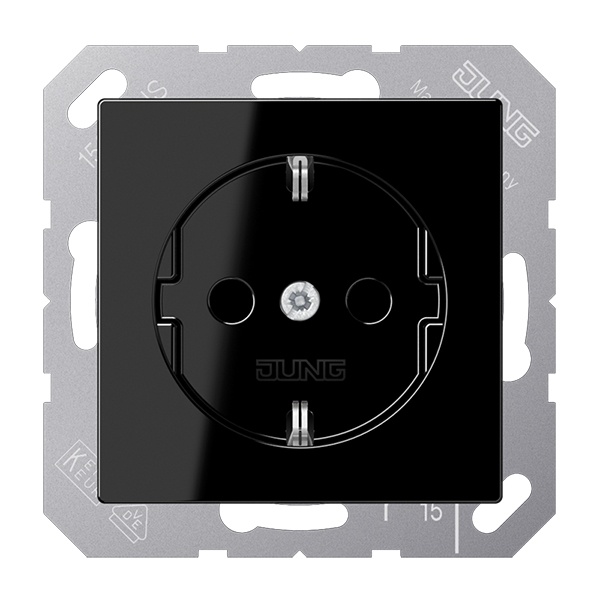 Розетка с заземлением Jung A автозажим Черный