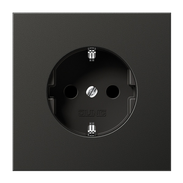 Розетка с заземлением Jung LS с защитными шторками автозажим Антрацит