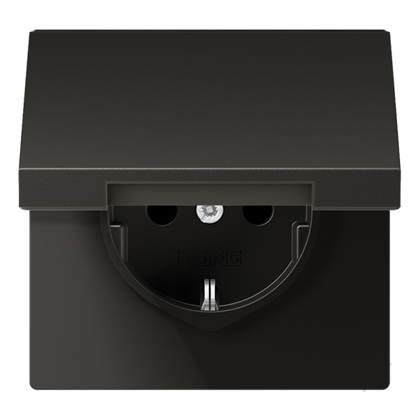 Розетка с заземлением Jung LS с крышкой Антрацит