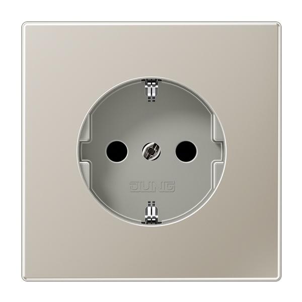 Розетка с заземлением Jung LS с защитными шторками автозажим Нержавеющая сталь