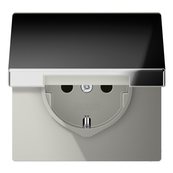 Розетка с заземлением Jung LS автозажим с крышкой Хром