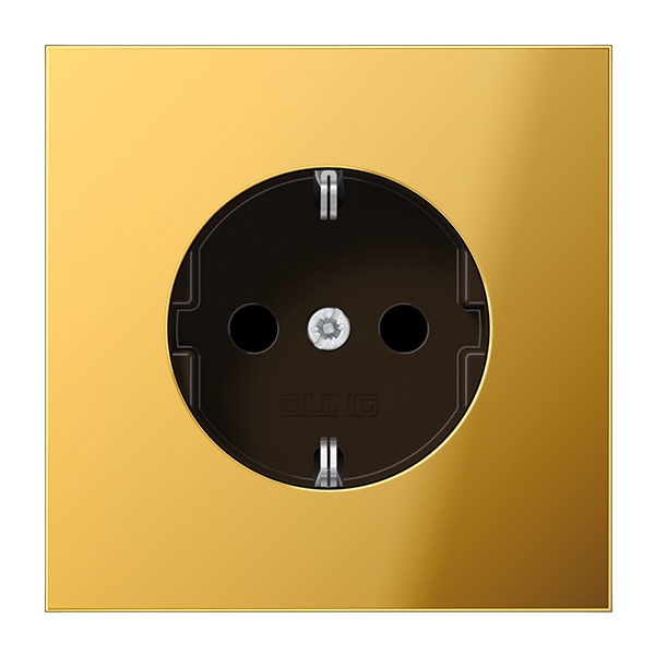 Розетка с заземлением Jung LS автозажим Имитация Золота