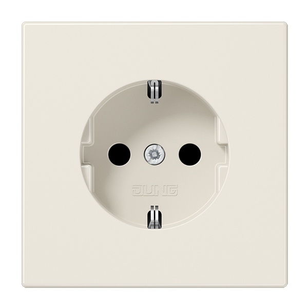 Розетка с заземлением Jung LS с защитными шторками автозажим Слоновая кость (бежевый)