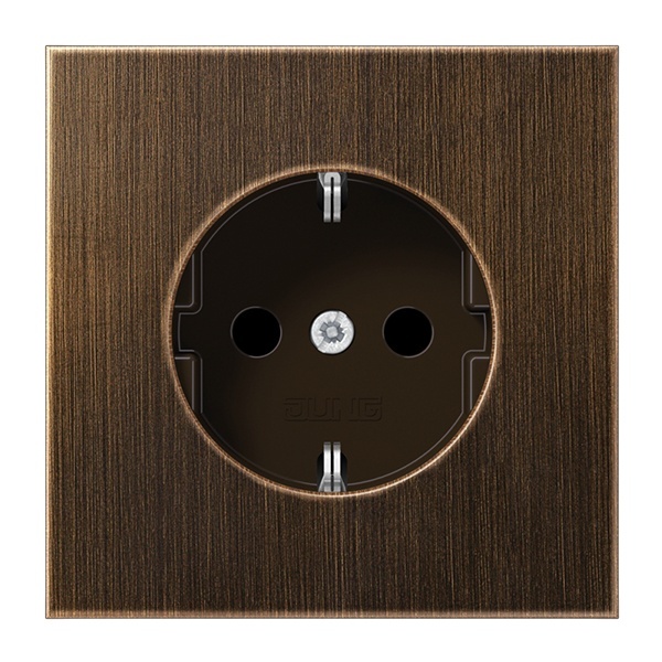 Розетка с заземлением Jung LS автозажим Латунь Antik