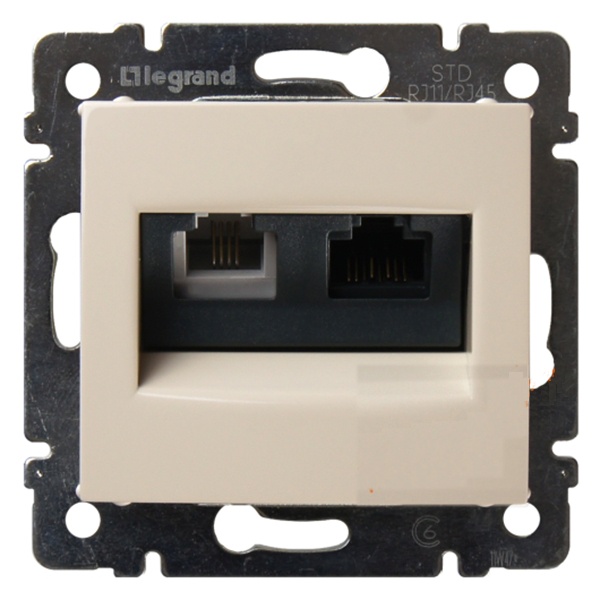 Розетка телефон+компьютер Legrand Valena RJ11+RJ45 Cat6 UTP слоновая кость (бежевый)
