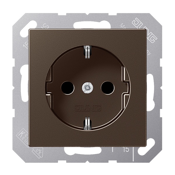 Розетка с заземлением Jung A автозажим Мокко