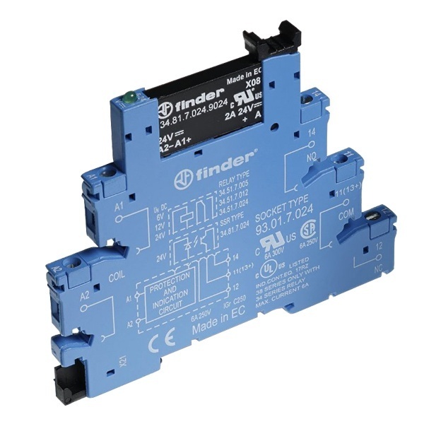 Интерфейсный модуль Finder (34.81.7.060.9024+93.01.0.240) твердотельное 6A (24В DC) 230-240В AC/DC