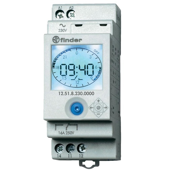 Реле времени цифровое недельное Finder 1НО 16A 110-240В AC/DC на DIN-рейку