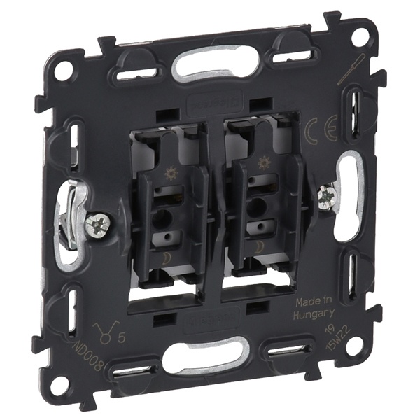 Выключатель двухклавишный безвинтовые зажимы 10а Legrand Life/Allure механизм