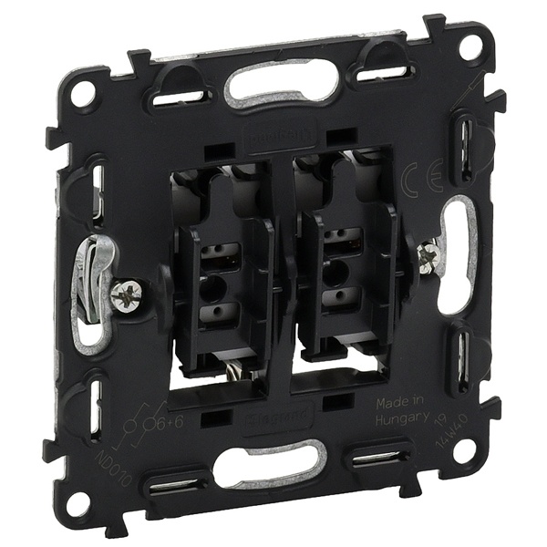 Переключатель двухклавишный безвинтовые зажимы 10а Legrand Life/Allure механизм