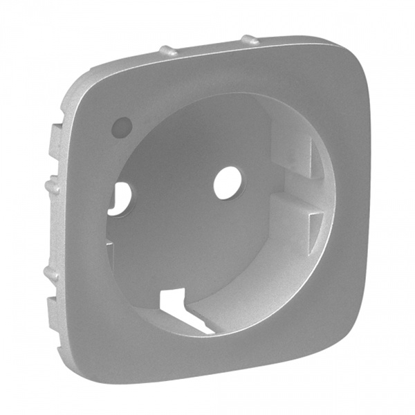 Лицевая панель розетки 2К+З с линзой для подсветки/индикации Valena ALLURE Legrand, алюминий