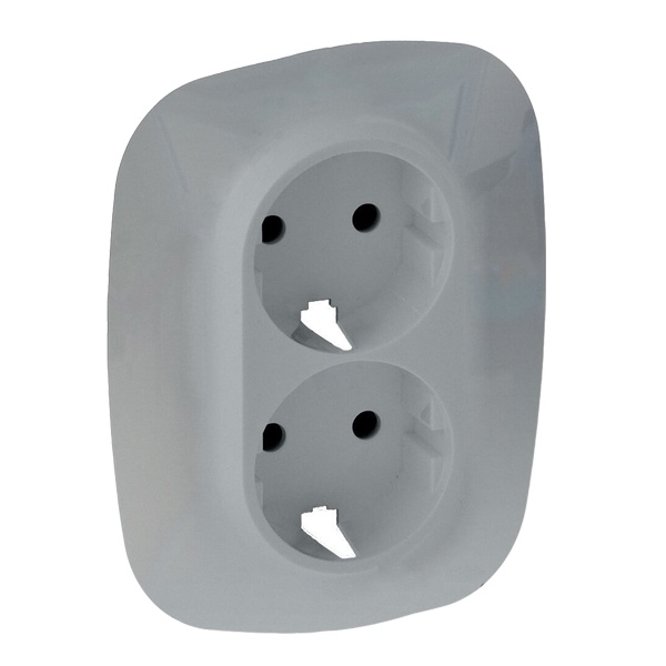 Лицевая панель для двойной силовой розетки 2х2К+З Valena ALLURE Legrand, алюминий