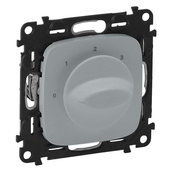 Выключатель вентилятора 4-позиционный с накладкой ALLURE Legrand Алюминий