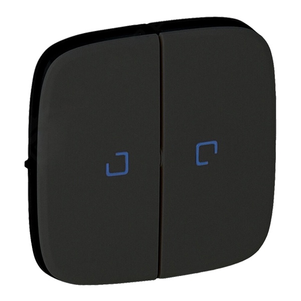 Лицевая панель для выключателя двухклавишного с подсветкой Valena ALLURE Legrand, антрацит