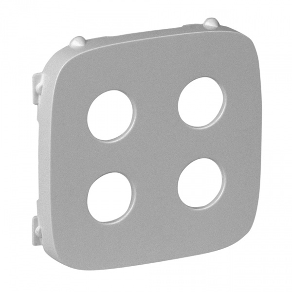 Лицевая панель для аудиорозетки (банан) двойной Valena ALLURE Legrand, алюминий