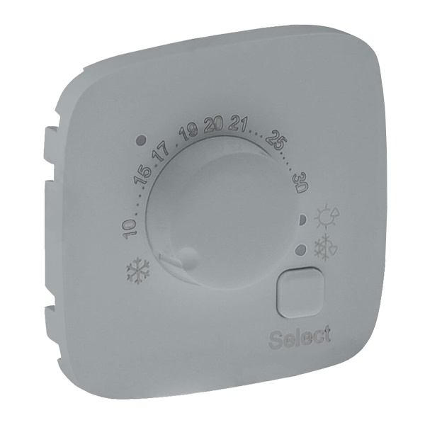 Лицевая панель комнатного электронного термостата Valena ALLURE Legrand, алюминий