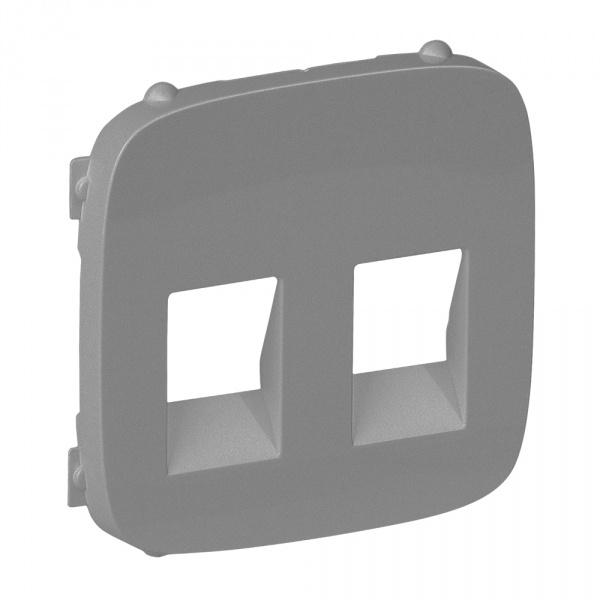 Лицевая панель для аудиорозетки с пружинными зажимами двойной Valena ALLURE Legrand, алюминий