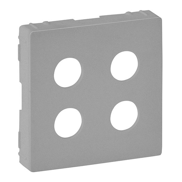 Лицевая панель для аудиорозетки (банан) двойной Valena LIFE Legrand, алюминий