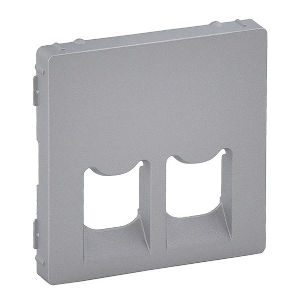 Лицевая панель для двойных телефонных/информационных розеток Valena LIFE Legrand, алюминий