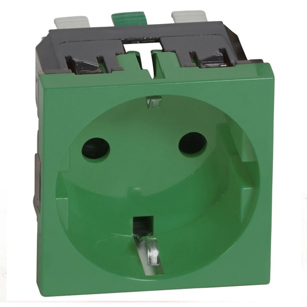 Розетка Legrand Mosaic 2К+З со шторками автозажим антибактериальная 2М, зеленый