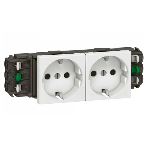 Розетка Legrand Mosaic 2x2К+З для кабель-каналов DLP автозажим 4М, белая