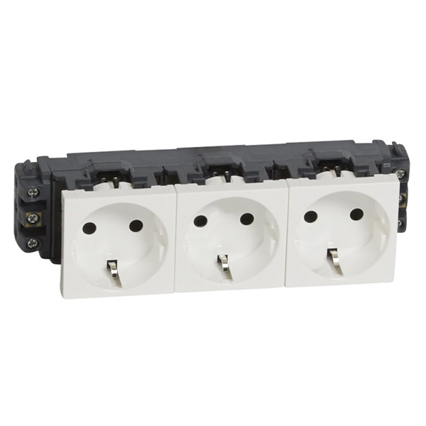 Розетка Legrand Mosaic 3x2К+З для кабель-каналов DLP винтовой зажим 6М, белая