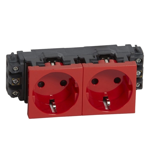 Розетка Legrand Mosaic 2x2К+З для кабель-каналов DLP винтовой зажим 4М, красный