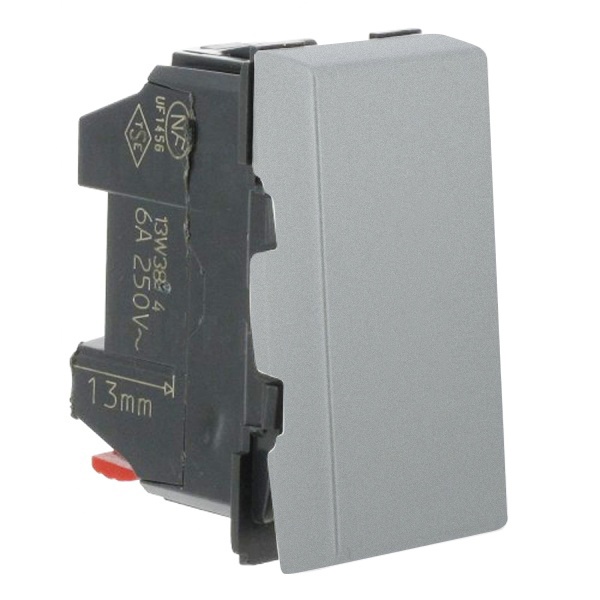 Кнопочный выключатель Legrand Mosaic -1М алюминий