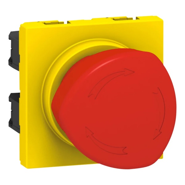 Кнопка аварийного останова Legrand Mosaic с поворотом на1/4 оборота 10 А 2 модуля