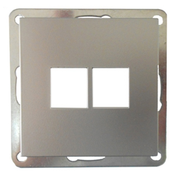 Накладка Экопласт для RJ-разъема на 2 входа без разъема LK60, серебристый металлик