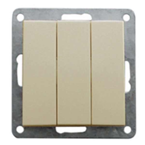Выключатель 3-клавишный Экопласт (схема 1+1+1) 16 A, 250 B LK60, бежевый