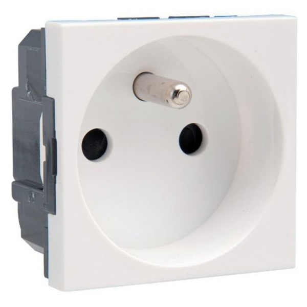 Розетка 2К+З французский стандарт Legrand Mosaic б/зажимные 2 модуля белая