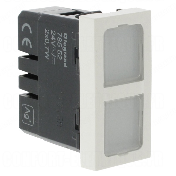 Двойная лампочка подсветки Legrand Mosaic 230 В 1 модуль белая