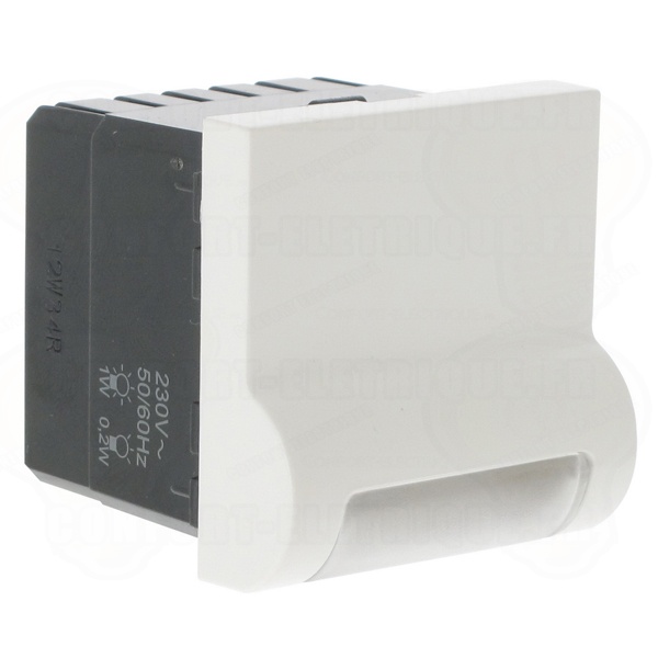 Малое световое табло Legrand Mosaic для подсветки плинтуса 230V 2 модуля белый