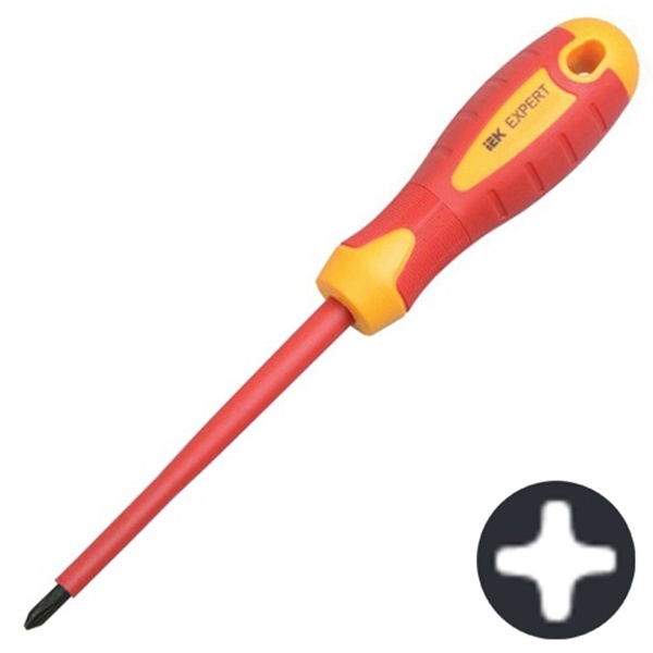 Отвертка ИЭК диэлектрическая крестовая Ph0 60мм Expert VDE 1000В