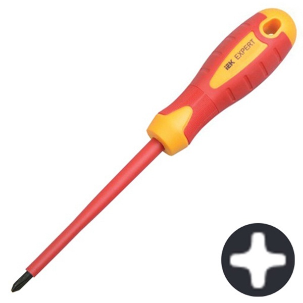 Отвертка ИЭК диэлектрическая крестовая Ph1 80мм Expert VDE 1000В