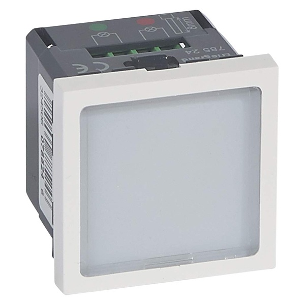 Световое табло с подсветкой зелеными или красными светодиодами Legrand Mosaic 2 модулей белый