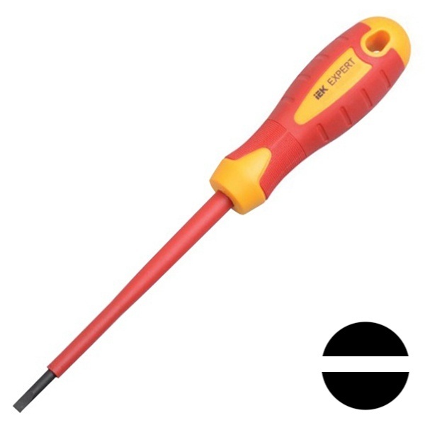 Отвертка ИЭК диэлектрическая плоская щлиц 4,0х0,8мм 100мм Expert VDE 1000В