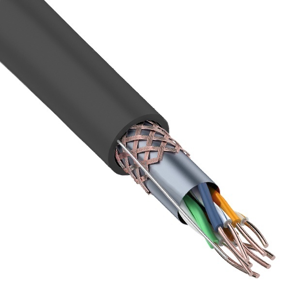 Кабель витая пара Rexant SFTP 4PR 24AWG cat 5e CU outdoor/уличный черный [305м] (провод для интернета)