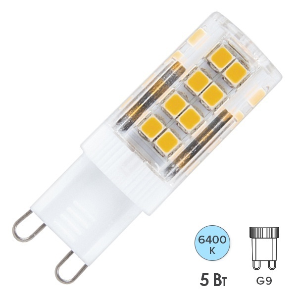 Лампа светодиодная капсула Feron LB-432 5W 6400K 230V G9 керамика дневной свет