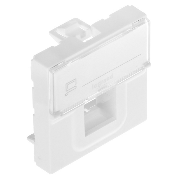 Лицевая панель для UTP розетки Legrand Mosaic для 1-го коннектора формата Keystone 2 модуля белый