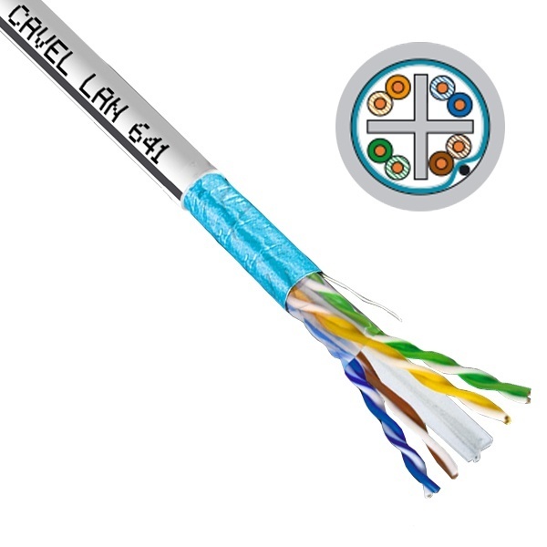 Кабель витая пара Cavel экранированный LAN 641 NE F/UTP 4х2хAWG23 cat 6 PVC [200м] (провод для интернета)