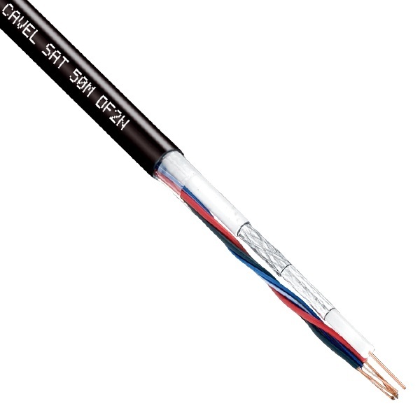 Кабель видеонаблюдения Cavel SAT 50M DF2N медный 75 Ом 2x24AWG+2х0,8 мм черный [бухта 100м]