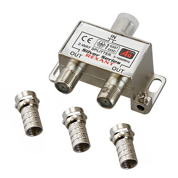Делитель Rexant ТВ Silver 2 выхода 5-1000 МГц F-разъёмы в комплекте