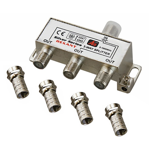 Делитель Rexant ТВ Silver 3 выхода 5-1000 МГц F-разъёмы в комплекте