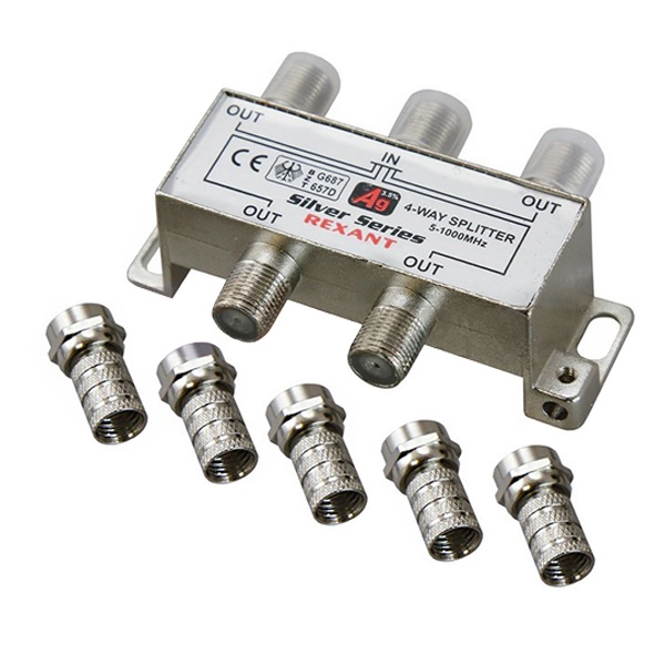 Делитель Rexant ТВ Silver 4 выхода 5-1000 МГц F-разъёмы в комплекте