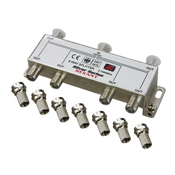 Делитель Rexant ТВ Silver 6 выходов 5-1000 МГц F-разъёмы в комплекте