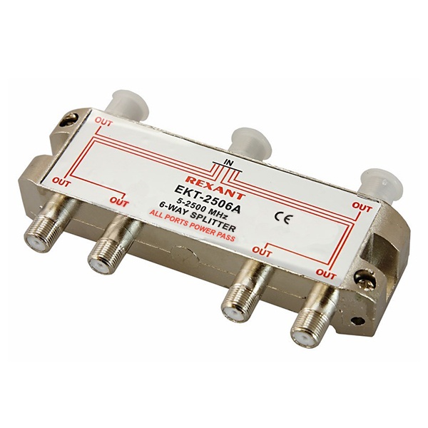 Делитель Rexant ТВ 6 выходов 5-2500 МГц под F-разъём