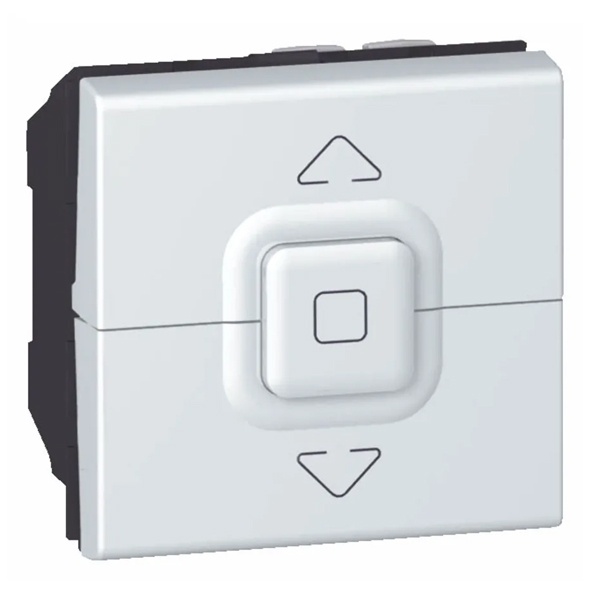 Выключатель управления приводами Legrand Mosaic 6А 2 модуля алюминий